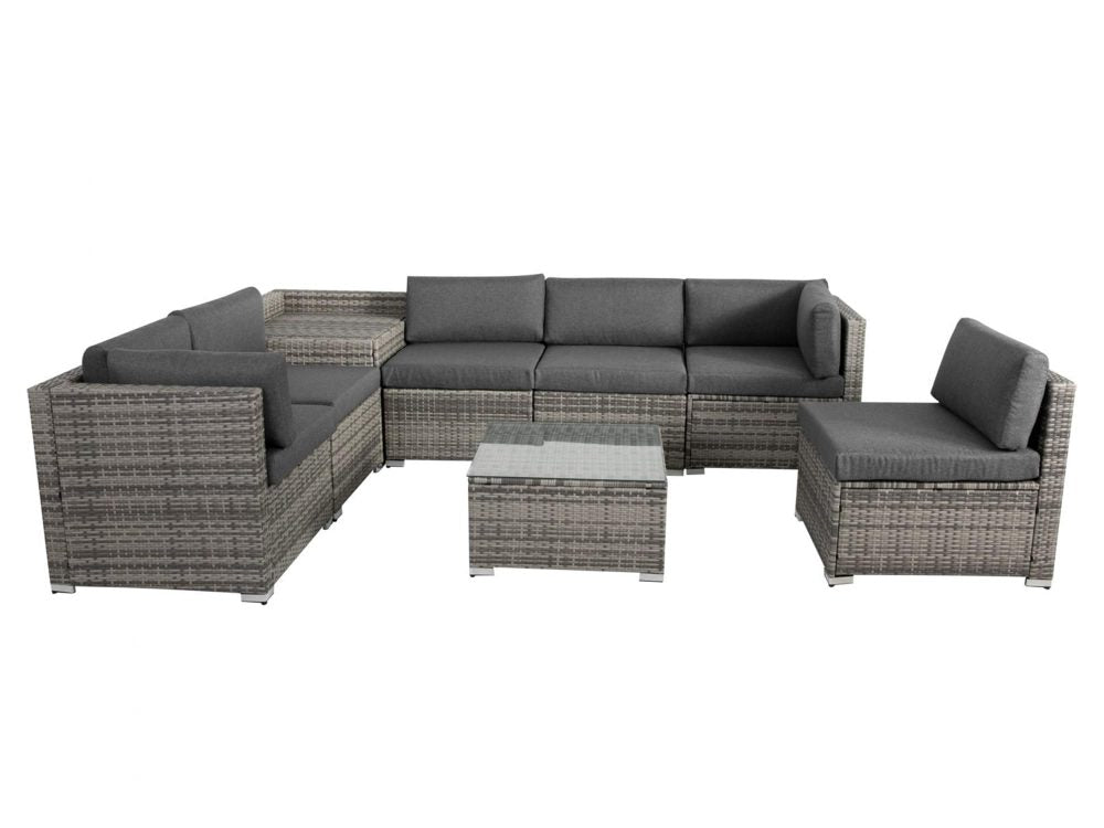 Portsea Deluxe 8 Piece Outdoor Furniture Modular Lounge - Grey